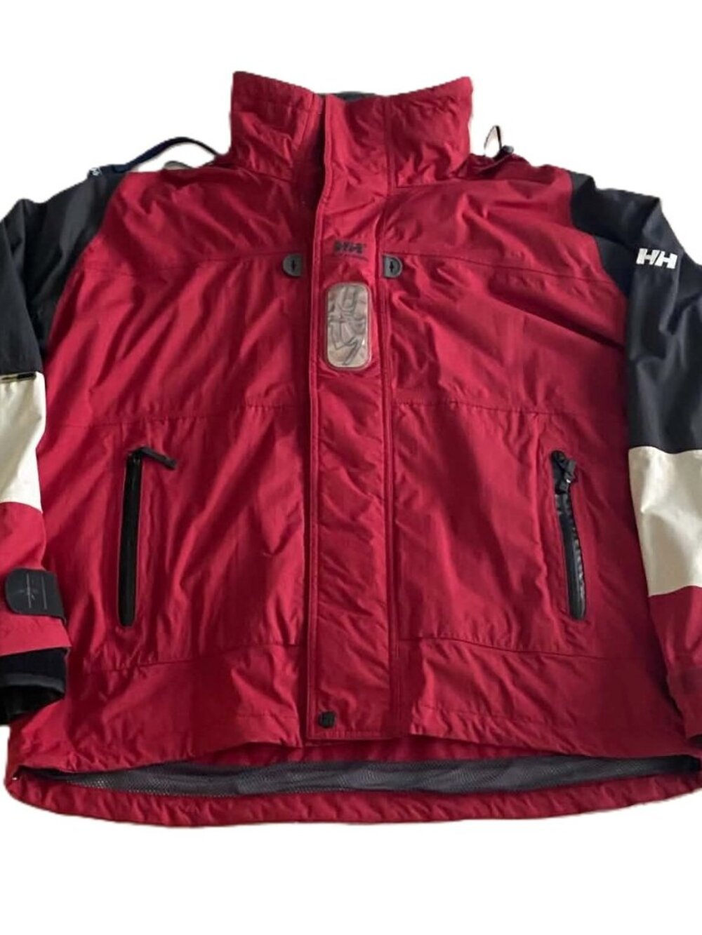 Vtg Helly Hansen Red & Black Colorblock Sailing Jacket - Men's Size Medium